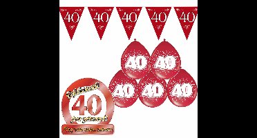 Folat - Feestartikelen pakket - 40 jaar getrouwd - vlaggetjes/ballonnen/bord
