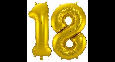 Folat Folie ballonnen - 18 jaar cijfer - goud - 86 cm - leeftijd feestartikelen - versiering