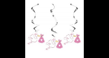 Folat geboorte meisje versieringen - 9x stuks - 60 cm - hangdecoraties - feestartikelen