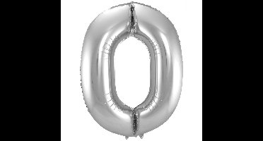 Folat Verjaardag Leeftijd folieballon - 0 jaar - zilver - 86 cm - cijferballon groot
