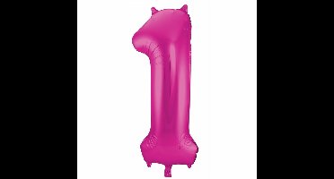 Folat Verjaardag Leeftijd folieballon - 1 jaar - roze - 86 cm - cijferballon groot