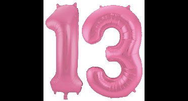 Folat Verjaardag Leeftijd folieballon - 13 jaar - roze - 86 cm - cijferballon groot
