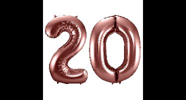 Folat Verjaardag Leeftijd folieballon - 20 jaar - ros? goud - 86 cm - cijferballon groot
