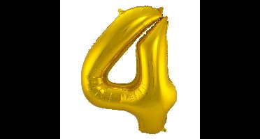 Folat Verjaardag Leeftijd folieballon - 4 jaar - goud - 86 cm - cijferballon groot