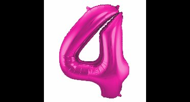 Folat Verjaardag Leeftijd folieballon - 4 jaar - roze - 86 cm - cijferballon groot