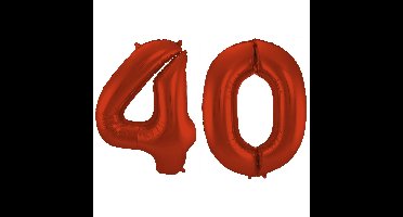 Folat Verjaardag Leeftijd folieballon - 40 jaar - rood - 86 cm - cijferballon groot