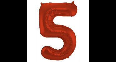 Folat Verjaardag Leeftijd folieballon - 5 jaar - rood - 86 cm - cijferballon groot