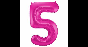 Folat Verjaardag Leeftijd folieballon - 5 jaar - roze - 86 cm - cijferballon groot