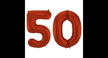 Folat Verjaardag Leeftijd folieballon - 50 jaar - rood - 86 cm - cijferballon groot