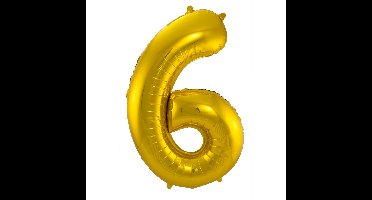 Folat Verjaardag Leeftijd folieballon - 6 jaar - goud - 86 cm - cijferballon groot