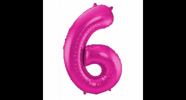 Folat Verjaardag Leeftijd folieballon - 6 jaar - roze - 86 cm - cijferballon groot