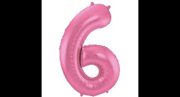 Folat Verjaardag Leeftijd folieballon - 6 jaar - roze - 86 cm - cijferballon groot