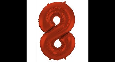 Folat Verjaardag Leeftijd folieballon - 8 jaar - rood - 86 cm - cijferballon groot