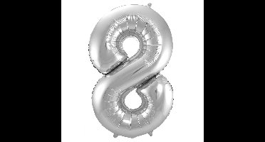 Folat Verjaardag Leeftijd folieballon - 8 jaar - zilver - 86 cm - cijferballon groot