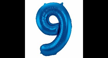 Folat Verjaardag Leeftijd folieballon - 9 jaar - blauw - 86 cm - cijferballon groot