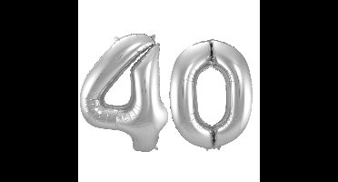 Folat Verjaardag Leeftijd folieballonnen - 40 jaar - zilver - 86 cm - cijferballon groot