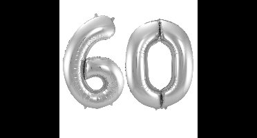 Folat Verjaardag Leeftijd folieballonnen - 60 jaar - zilver - 86 cm - cijferballon groot