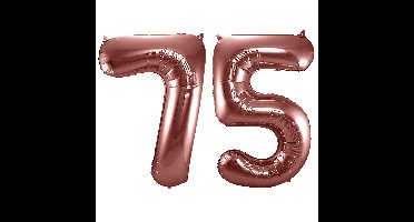 Folat Verjaardag Leeftijd folieballonnen - 75 jaar - rose goud - 86 cm - cijferballon groot