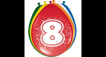 Folat Verjaardagsfeest ballon - 8 jaar - 8x stuks - leeftijd ballon versiering