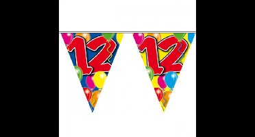 Folat Verjaardagsfeest vlaggen - 12 jaar - Leeftijd vlaggenlijn - kunststof - 10 meter