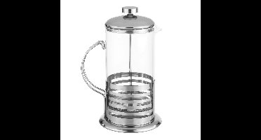 French press koffie/thee maker/cafetiere glas/RVS 1liter