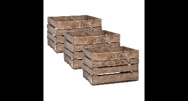 Fruitkist - Set van 3x stuks - 42 x 51 x 30 cm - hout - opberg - krat - opbergkrat