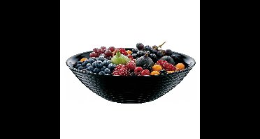 Fruitschaal van zwart glas 28 cm