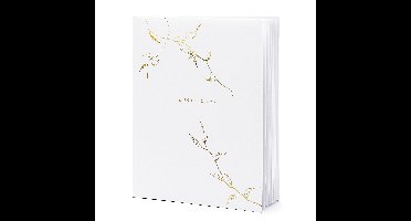 Gastenboek/receptieboek Nature - Bruiloft - wit/goud - 20 x 24,5 cm