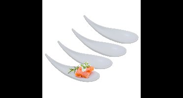 Gerimport Amuse/aperitief lepel set - hapjes/tapas - 8x stuks - wit - melamine