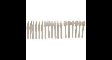 Gerimport Bestekset - bamboe - 18x - vorken - lepels - messen - naturel