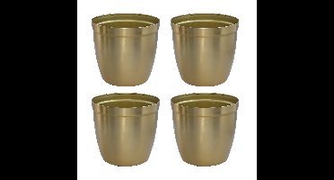 Gerimport bloempot Gea - 4x - goud - D13 cm - H12cm - metaal - tuindecoratie
