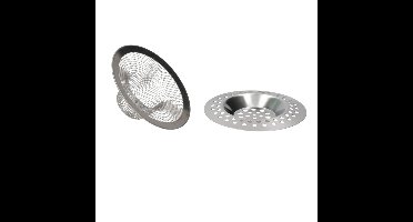 Gerimport gootsteen zeefje - 2 delig - zilver - D7 cm - RVS - keukenaccessoires