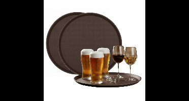 Gerimport Horeca Dienblad - 6x - antislip - bruin - kunststof - D40 cm