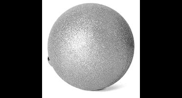 Gerimport Kerstbal - kunststof - zilver glitters - D20 cm