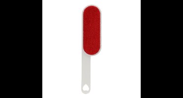 Gerimport Kledingborstel - L25 cm - wit/rood - pluizenborstel - inklapbaar