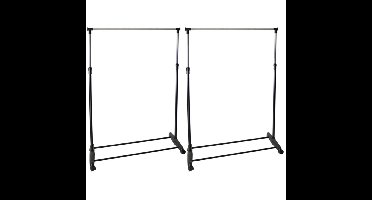 Gerimport Kledingrek - 3x - enkele stang - verrijdbaar - 90x160 cm