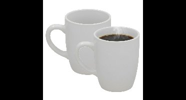 Gerimport Koffie / thee mok Mika - 2x stuks - wit - 240 ml - mokken - keramiek