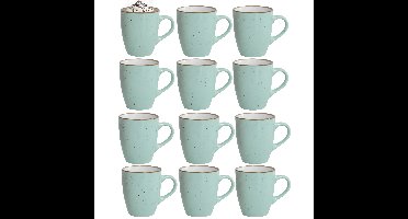 Gerimport Koffie / thee mok Sweets - 12x stuks - groen - 350 ml - keramiek