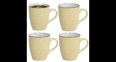 Gerimport Koffie / thee mok Sweets - 4x stuks - geel - 350 ml - keramiek
