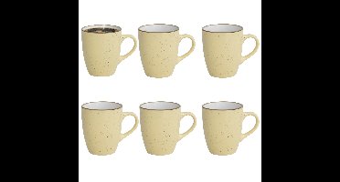 Gerimport Koffie / thee mok Sweets - 6x stuks - geel - 350 ml - keramiek