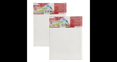 Gerimport Schilderdoek - 2x - 24 x 18 cm - blanco canvas - rechthoekig - houten frame