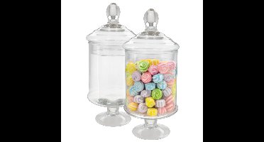 Gerimport snoeppot/voorraadpot Lisa - 2x - glas - D12,5 x H28 cm - transparant - decoratie