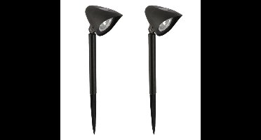 Gerimport - Solar tuinlamp - 2x - zwart - LED - oplaadbaar - H37cm