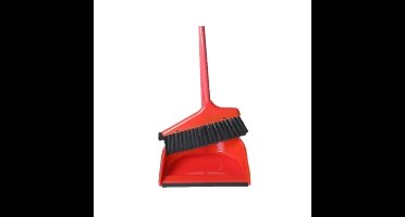 Gerimport Stoffer en blik met lange steel - 24 x 82 cm - rood