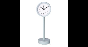 Gerimport Tafelklok staand - metaal - grijs - 22 cm- pilaarklok