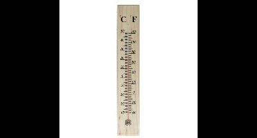 Gerimport Thermometer - hout - 39 x 7 cm - naturel - tot 50 graden Celsius