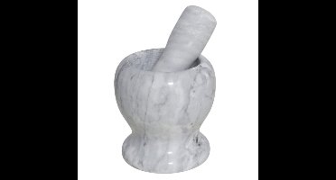 Gerimport Vijzel met stamper - marmer - 10 x 10 x 19 cm - keuken - koken