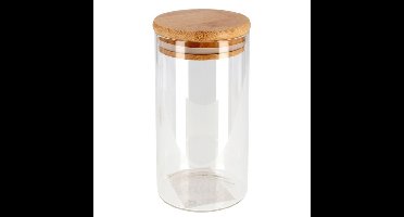 Gerimport Voorraadpot - 1x - glas - bamboe deksel - 1,3L - 27,5 cm
