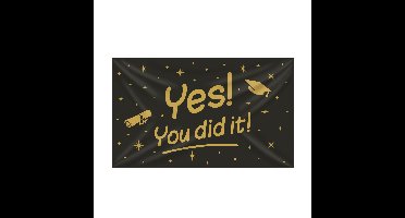 Geslaagd thema party Gevelvlag - binnen/buiten - polyester - zwart/goud - 150 x 90 cm - You did it