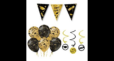 Geslaagd thema party versiering set You did it - Vlaggenlijn/hang deco en 12x ballonnen